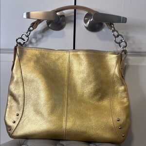 Furla Gold Shoulder Bag with Luxe Metallic Finish
